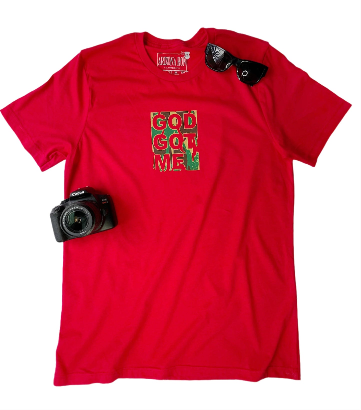 Red "GOD GOT ME" plush short sleeve